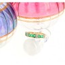 Anel em OURO 14K - 7 ESMERALDAS e 12 DIAMANTES