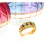 Anel em OURO 19.2K - 4 Safiras, 15 Diamantes