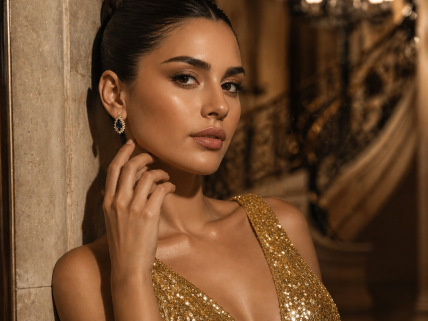 Brincos em OURO 19.2K - 2 Espinélios, 32 Diamantes