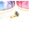 Anel em OURO 19.2K - 1 Safira, 14 Diamantes
