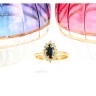 Anel em OURO 19.2K - 1 Safira, 14 Diamantes