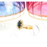 Anel em OURO 19.2K - 1 Safira, 14 Diamantes