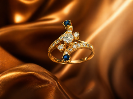 Anel em OURO 19.2K - 2 Topázios, 17 Diamantes