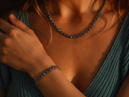 Conjunto Pulseira e colar em PRATA 835