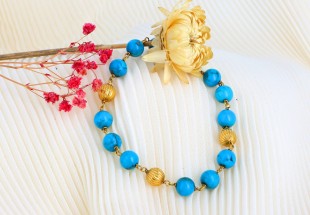 Pulseira em OURO de 19,2k e Turquesa