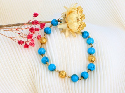 Pulseira em OURO de 19,2k e Turquesa