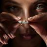 Anel em OURO Branco 19,2K - 3 Diamantes