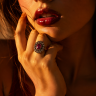 Anel ANTIGO com 12 DIAMANTES e 1 RUBI em OURO 19,2K e PRATA