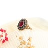 Anel ANTIGO com 12 DIAMANTES e 1 RUBI em OURO 19,2K e PRATA