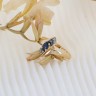 Anel em OURO 19,2K - 4 DIAMANTES e 1 SAFIRA