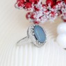 Anel em OURO 14K - 14 DIAMANTES e OPALA AZUL
