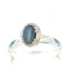 Anel em OURO 14K - 14 DIAMANTES e OPALA AZUL