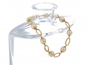 .Pulseira em Ouro de 19,2K e PÉROLAS NATURAIS